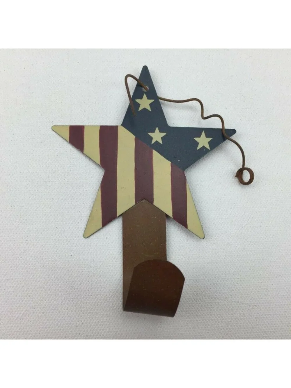 Americana Home Decor Metal Key Coat Hook Hanger Stars Stripes Blue Red White